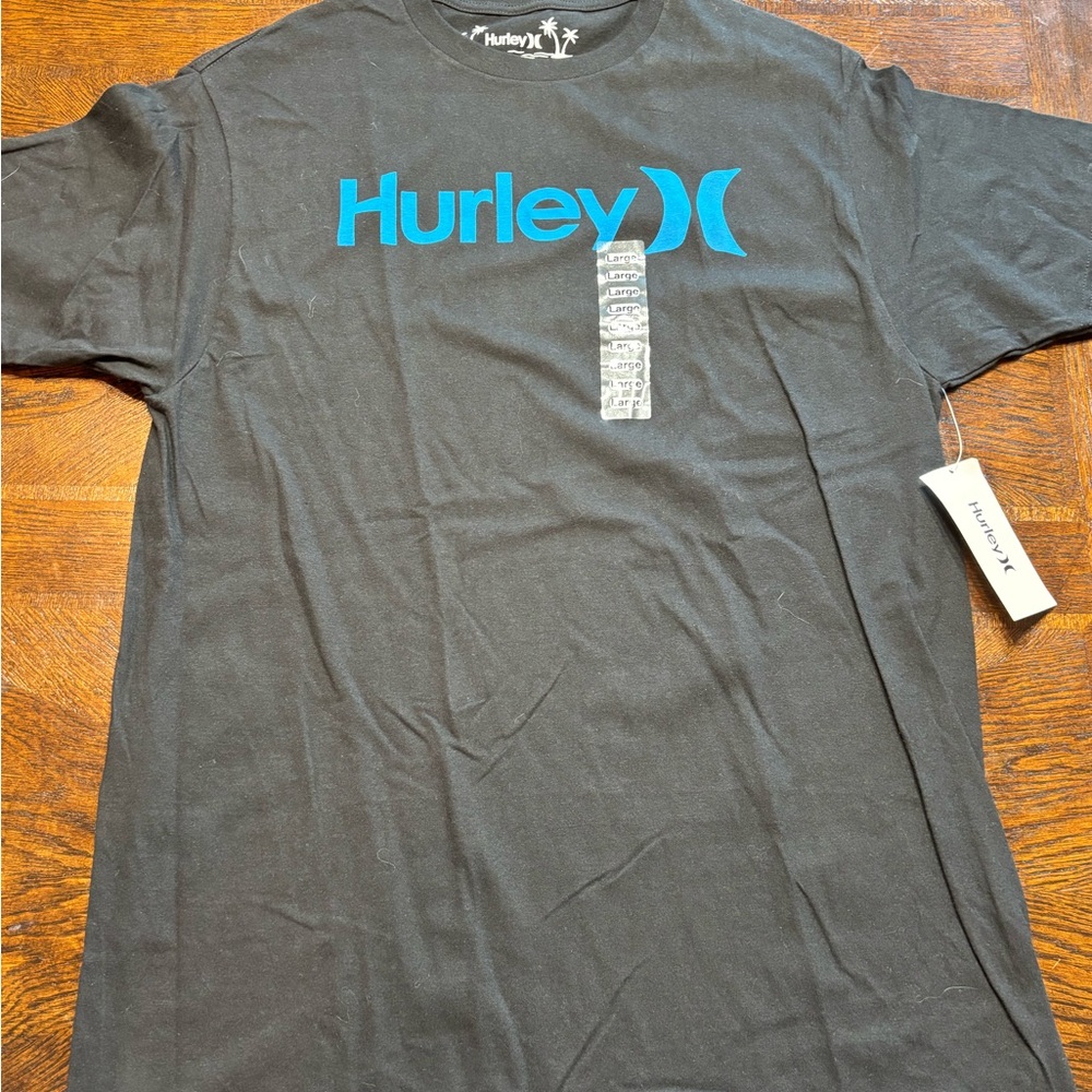 Hurley Black T-Shirt with Vibrant Blue Logo